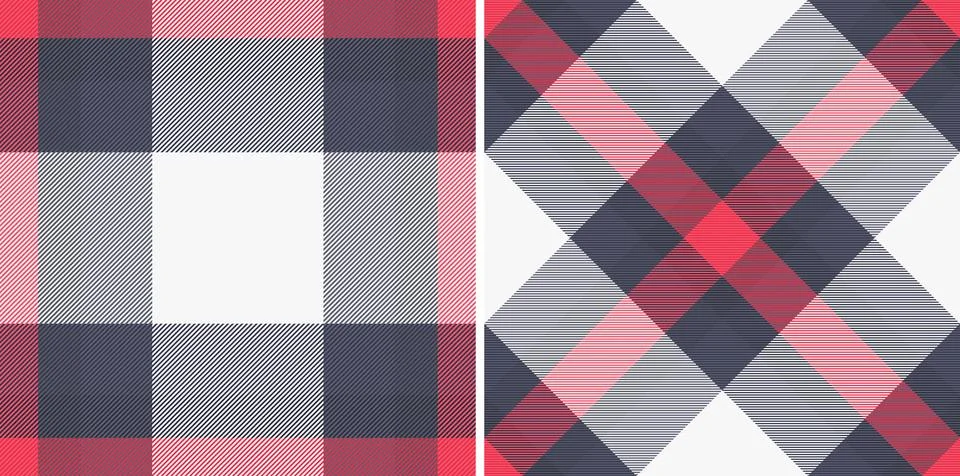 Two plaid patterns in red and gray tones. A warm, versatile design for fabric Stock Illustration