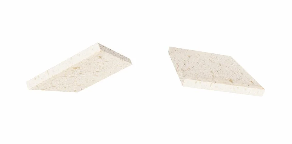 Two Plain White Bread Slices Floating on White Background Stock Illustration