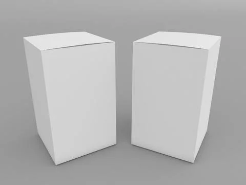 Two plain white display pedestals positioned side by side in a minimalist s.. Stock Illustration