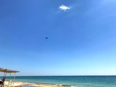 Two planes in the blue sky. Stock Photos