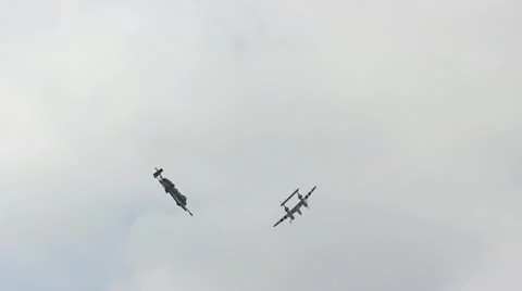 Two Planes Cross Flight Paths Stock Footage 11140344
