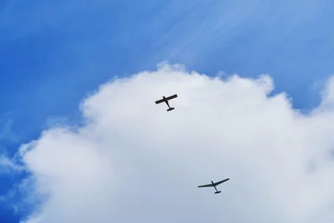 Two planes, crossing the cloud vignette Stock Photos