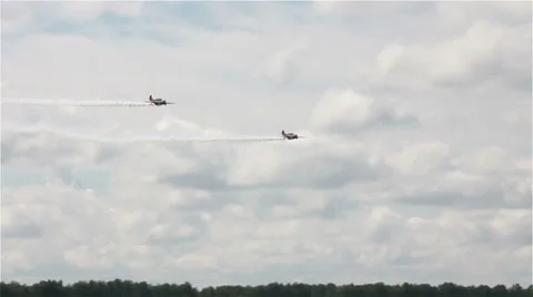 Two planes flying over the forest Stock Footage 39847434