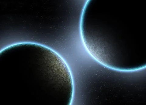Two planets with galaxy Stock Illustration