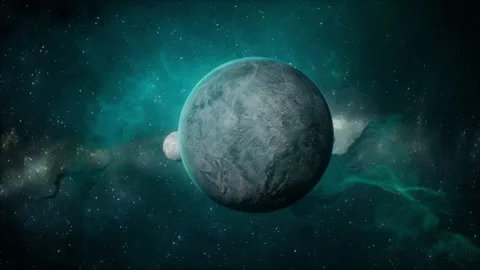 Two Planets or Moons in Deep Space with Nebula Background Video stock 325637235