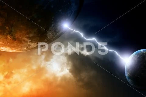 Two planets in space Stock Illustration