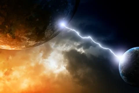 Two planets in space Illustrazione stock