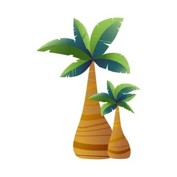 Two plants from tropical beach, big and small exotic palm tree Stock Illustration