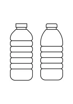 Two Plastic Bottles Line Art Illustration Stock Illustration