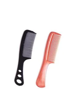 Two plastic combs isolated on white background Stock Photos