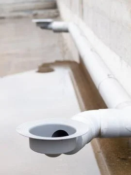Two plastic drain in a work Stock Photos