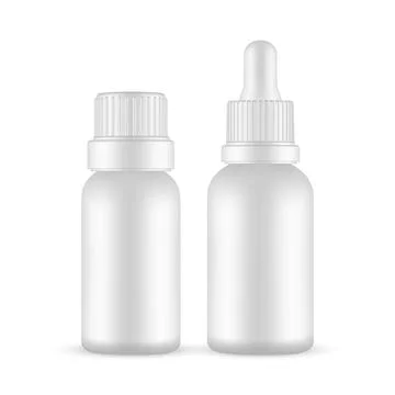 Two Plastic Dropper Bottles With Screw Caps, Essential Oil or Serum Stock Illustration