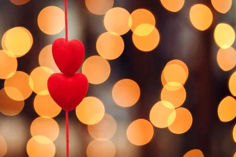 Two plastic red heartsmiddle plan Stock Photos