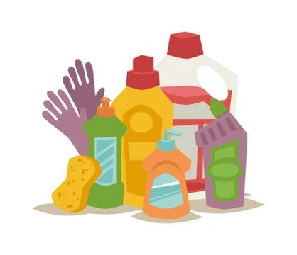 Two plastic spray cleanser bottle with cleaning liquid flat vector illustration Illustrazione stock