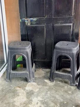 Two plastic stools Stock-Fotos