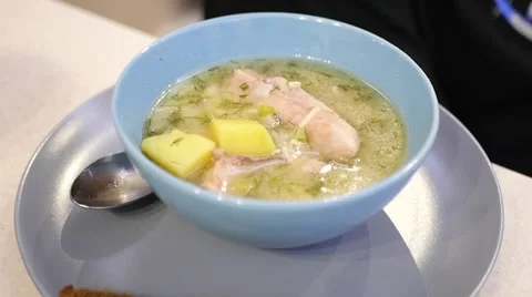Two plates of chicken soup Stock Footage 69021806