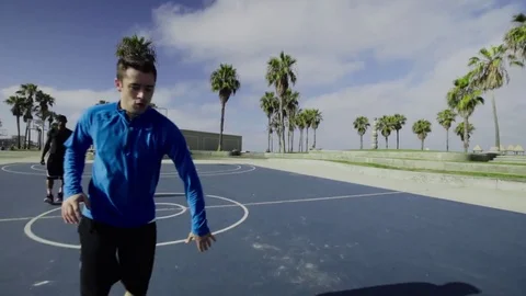 Two players do tricks and alley oop 스톡 동영상 73489486