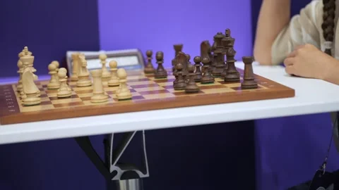 Two players engage in chess match Stock Footage 345376326