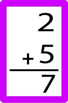 Two plus five flash card Stock Illustration