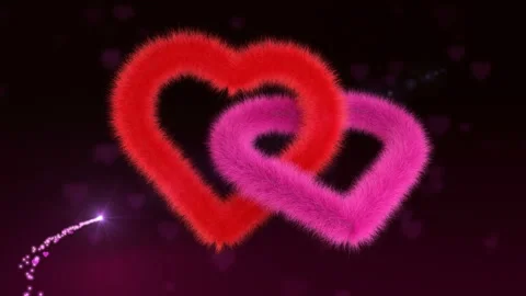 Two plush hearts soaring on a beautiful background Video stock 102655618