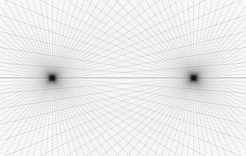 Two point perspective grid background 3d Vector illustration. Model projection Stock Illustration