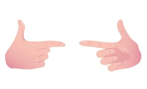 Two Pointing Hands Make Gesture Forefinger. Showing Gestures Sign Looks Like Stock Illustration