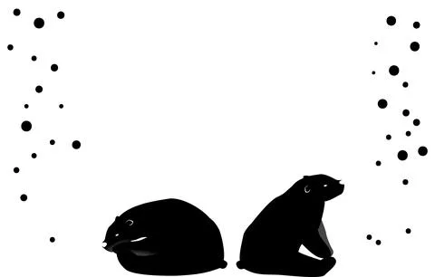 Two polar bears sitting back to back Illustrazione stock