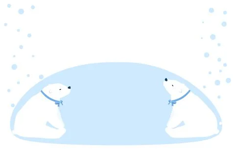 Two polar bears sitting facing each other Illustrazione stock