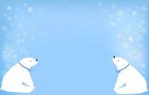 Two polar bears sitting facing each other Illustrazione stock