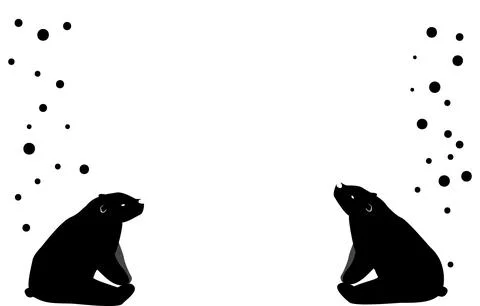 Two polar bears sitting facing each other Illustrazione stock