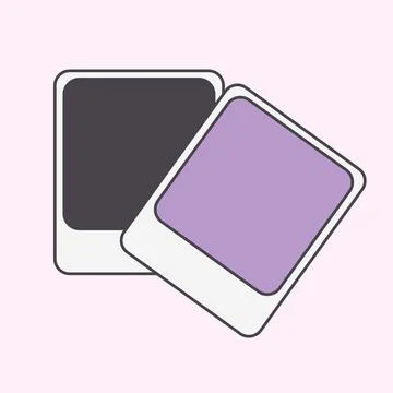 Two polaroid style frames, one grey and one purple, overlap Stock Illustration