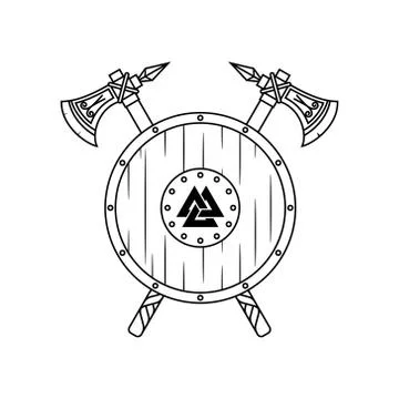 Two poleaxes and the Vikings shield Stock Illustration