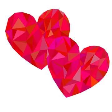 Two polygonal red heart. Stock Illustration