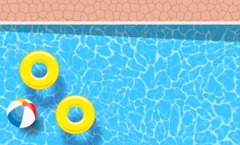 Two pool rings and ball floating in a swimming pool Illustrazione stock