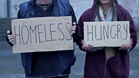 Two poorly and scruffily dressed people,... | Stock Video | Pond5