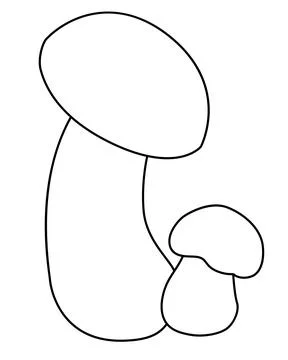 Two porcini mushrooms - vector linear coloring picture with edible Illustrazione stock