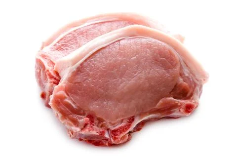 Two pork chops isolated Stock Photos