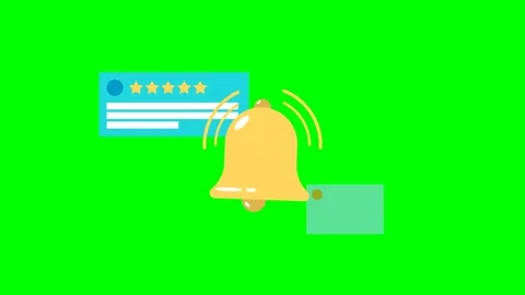 Two positive notifications with five stars. An alarm clock is on a green screen Stock Footage 295185294