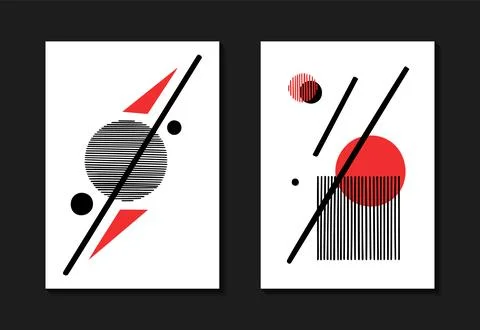 Two Poster template with geometric composition. Stock Illustration