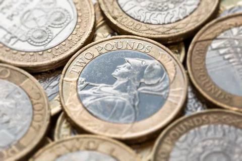 Two Pound Coins Close Up Stock Photos