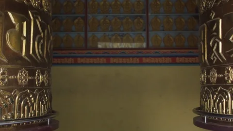 Two prayer wheels, with the mantras Stock Footage 107849253