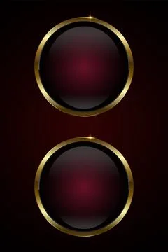 Two premium Red luxury Circle vector buttons design on dark red background... Stock Illustration