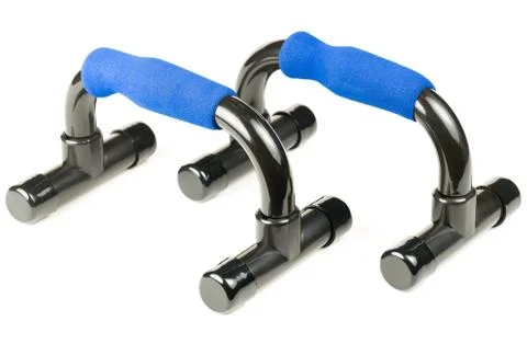 Two press up handles / push up bars on a white background Stock Photos