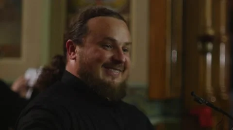 Two Priests Holy Trinity Jonah's Monastery Kiev Ukraine Dormition of a Mary Stock Footage 58000182