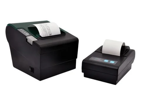 Two printer  and check Stock Photos