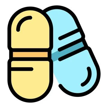 Two probiotic capsules promoting gut health and immunity Stock Illustration