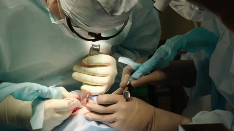 Two professional doctors perform dental surgery Stock Footage 236055291