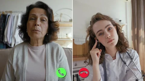 Two professionals connect during an online medical consultation Stock Footage 305520622