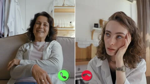 Two professionals connect during a virtual conference call Stock Footage 305519682