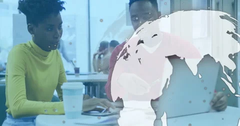 Two professionals discussing code on laptop, tablet in tech office, showing Stock Footage 309108978